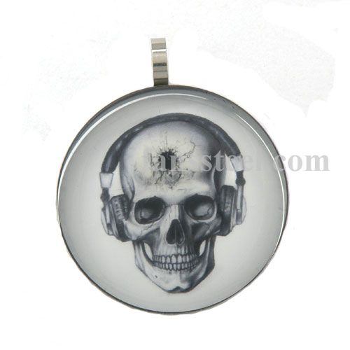 FSRKP004 skull wearing headphone pendant - Click Image to Close